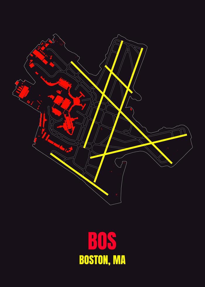 Boston logan Internationale luchthaven kaart poster kunst vector