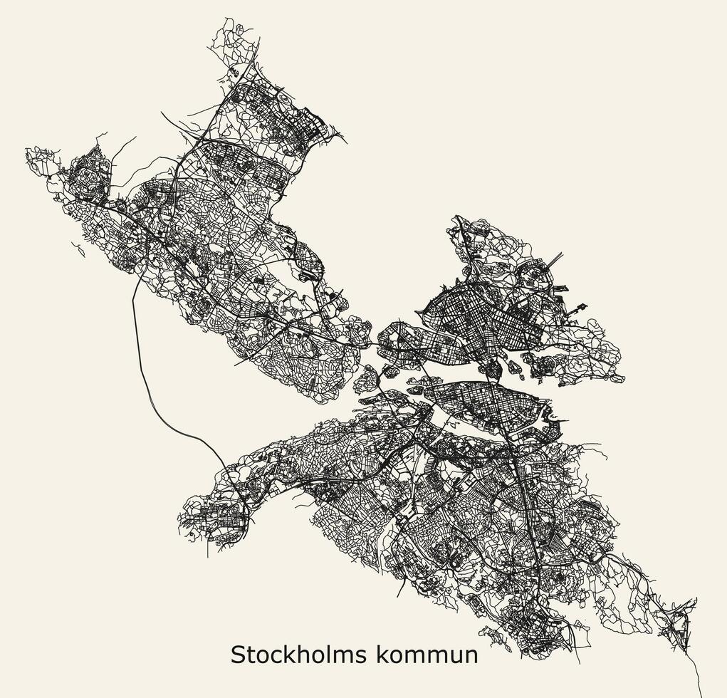 stad weg kaart van Stockholm, Zweden vector