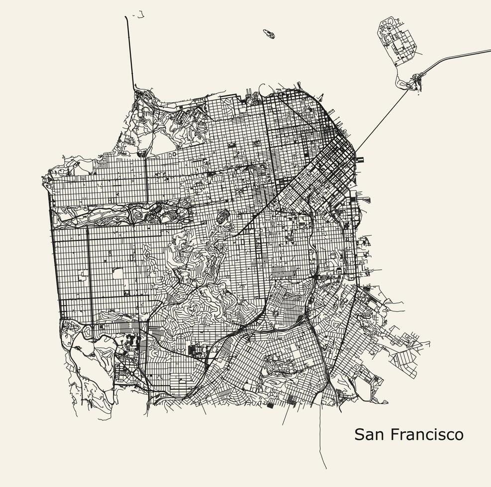 stad kaart van san francisco, Verenigde Staten van Amerika vector
