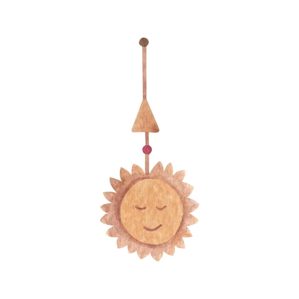 boho kinderkamer wieg speelgoed- waterverf clip art met zon. muur decor slaapkamer vector