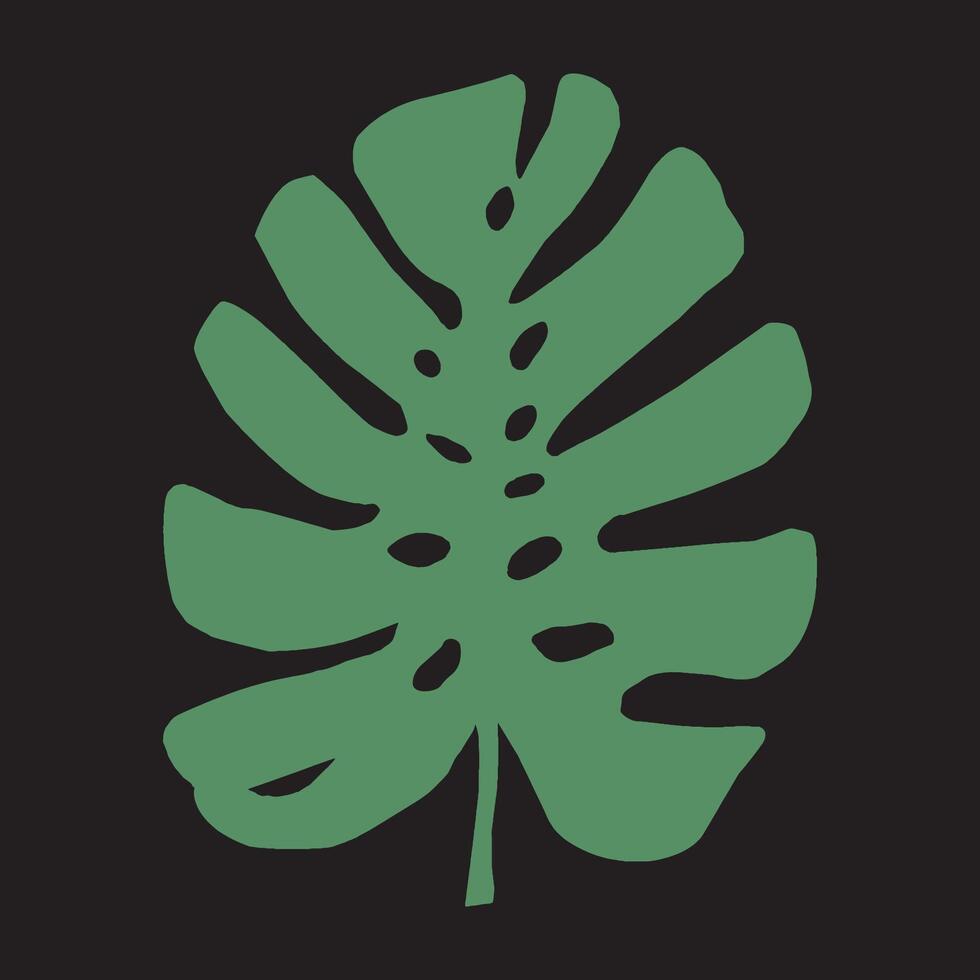 zwart en groen silhouetten van tropisch blad, monstera. vector botanisch illustraties, bloemen elementen. hand- getrokken fabriek voor decoratie.
