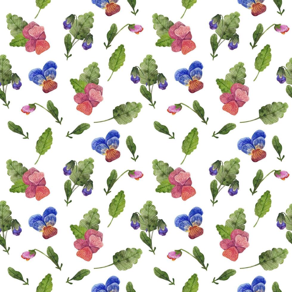 waterverf naadloos patroon met viooltje bloemen vector