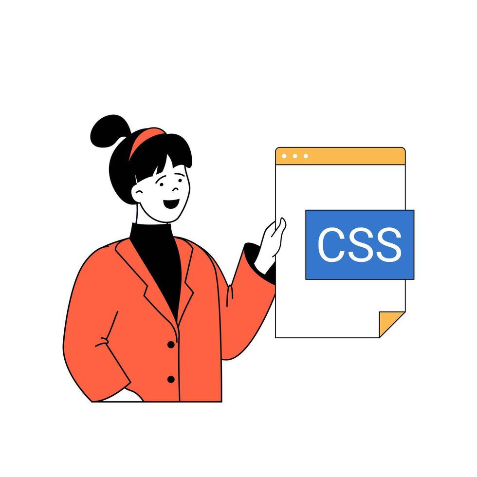 programmering concept met tekenfilm mensen in vlak ontwerp voor web. vrouw werken met code en creëren webpagina interfaces met inhoud. vector illustratie voor sociaal media banier, afzet materiaal.