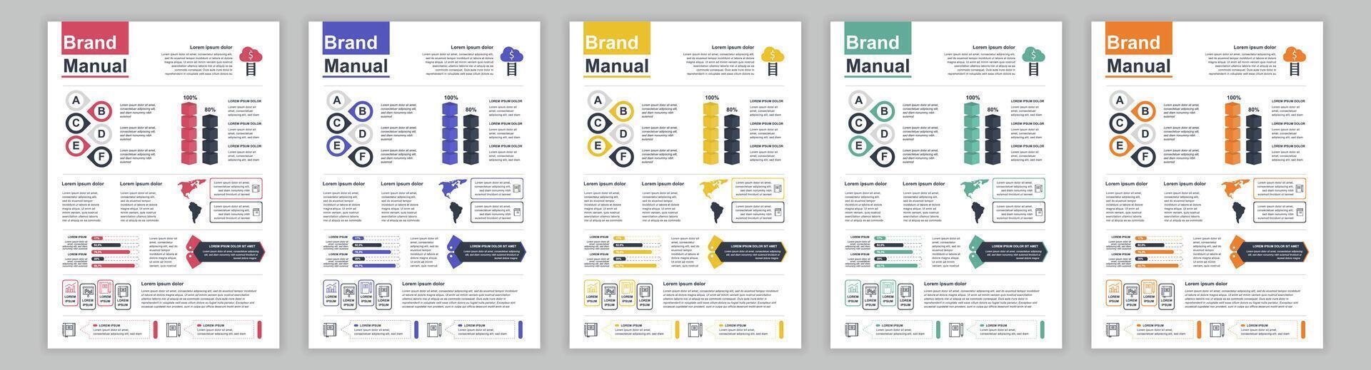 din a3 bedrijf merk handleiding Sjablonen set. bedrijf identiteit brochure bladzijde met infographic financieel gegevens. afzet Onderzoek, en reclame bieden. vector lay-out ontwerp voor poster, omslag, brochure