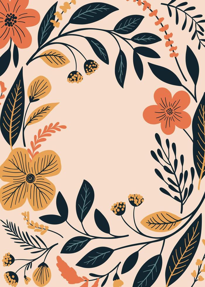 mooi bloemen kader in wijnoogst stijl. vector illustratie.