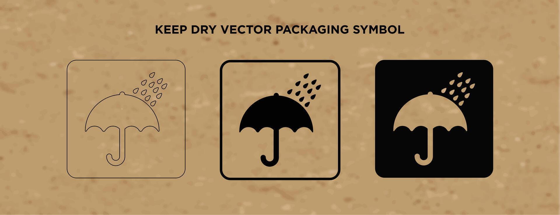 houden droog vector verpakking symbool Aan vector karton achtergrond. behandeling Mark Aan ambacht papier achtergrond