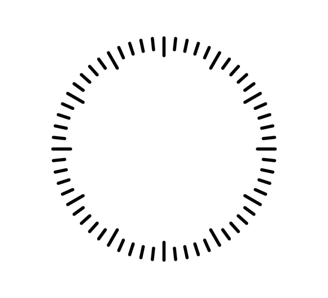 blanco mechanisch klok gezicht verdeeld in seconden en minuten. ronde meter schaal. kijk maar wijzerplaat. timer sjabloon. gemakkelijk klok gezicht. vector illustratie Aan wit achtergrond