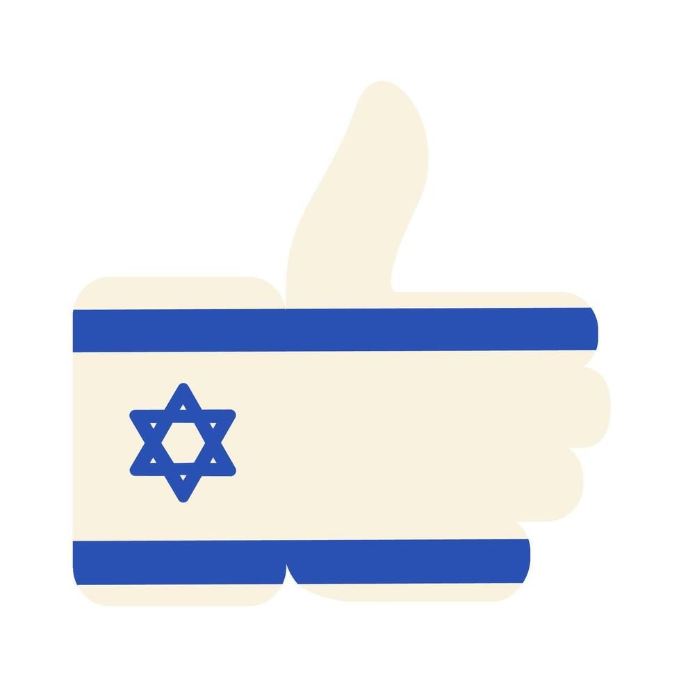 Israël vlag feestelijk Leuk vinden hand- gebaar solide melk vector