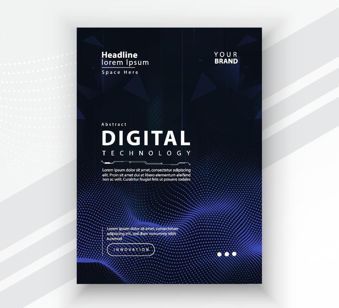 poster brochure Hoes banier presentatie lay-out sjabloon, technologie digitaal futuristische internet netwerk verbinding blauw achtergrond, abstract cyber toekomst tech communicatie, ai groot gegevens wetenschap post vector