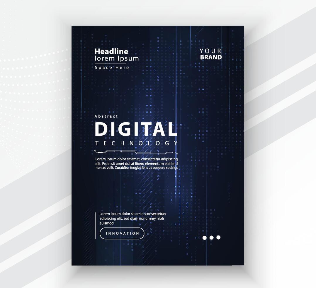 poster brochure Hoes banier presentatie lay-out sjabloon, technologie digitaal futuristische internet netwerk verbinding blauw achtergrond, abstract cyber toekomst tech communicatie, ai groot gegevens wetenschap post vector