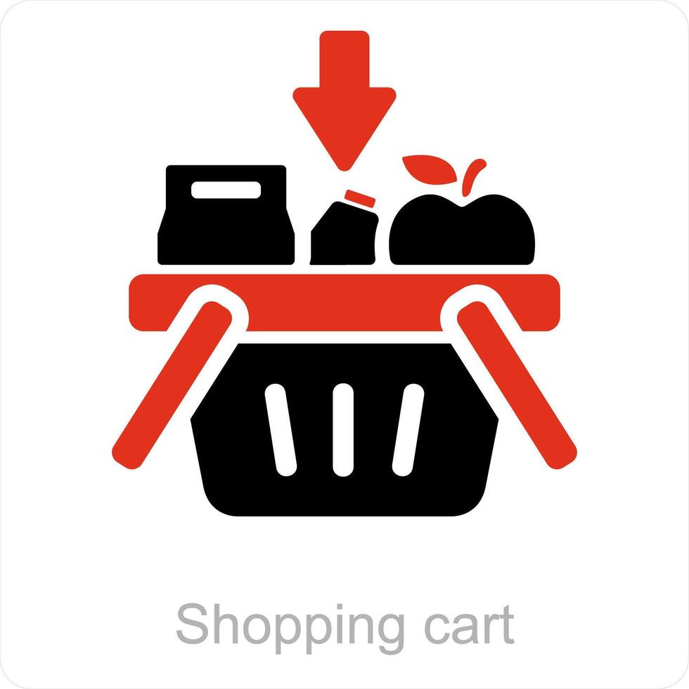 boodschappen doen kar en kar icoon concept vector