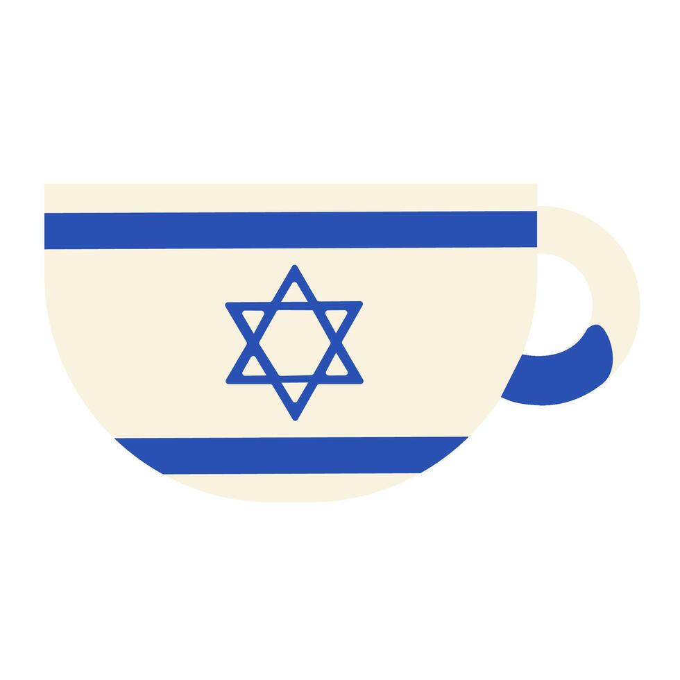 Israël vlag feestelijk koffie kop solide melk vector