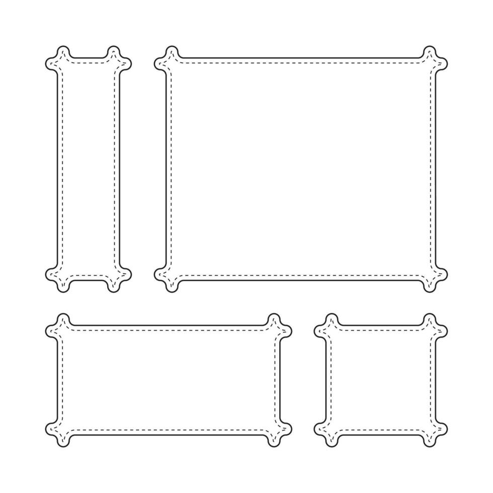 reeks van blanco foto kaders lijn pictogrammen met stippel lijnen in grens vector