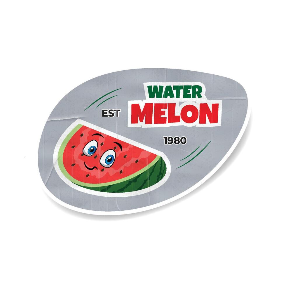watermeloen plak zomer fruit realistisch etiket en sticker of insigne sjabloon voor verpakking vector illustratie