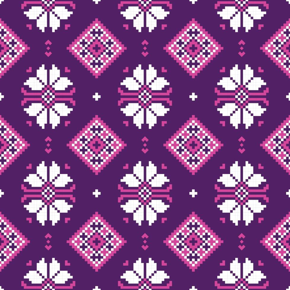 etnisch patronen pixel patroon grafisch kunst vector illustratie ontwerp door meetkundig aztec batik kleding stof breiwerk plein kleding kruis carpe handgemaakt achtergrond