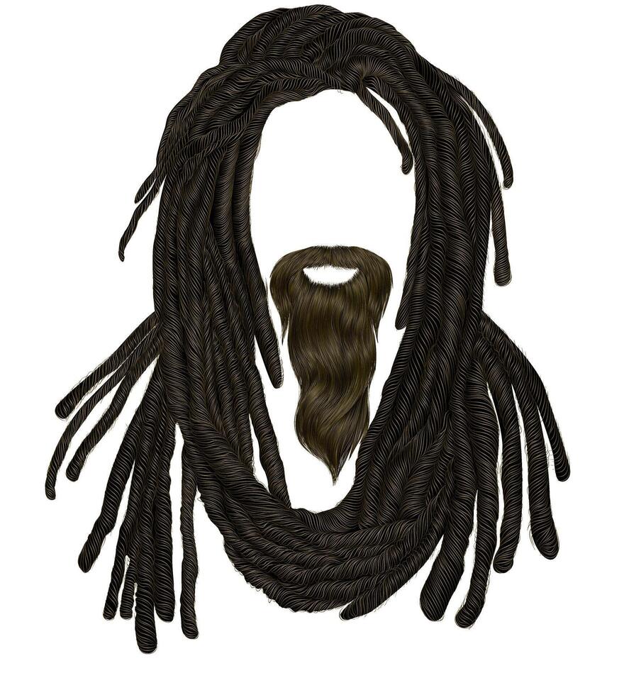 Indisch sadhu kapsel met baard.haar dreadlocks. vector