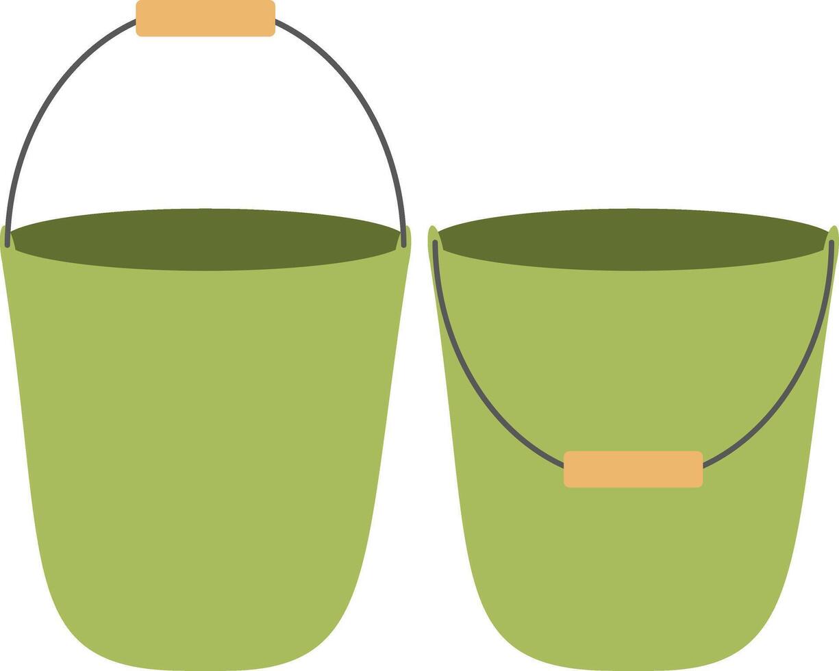 vector illustratie van leeg groen emmers voor tuinieren en schoonmaak geïsoleerd in wit achtergrond