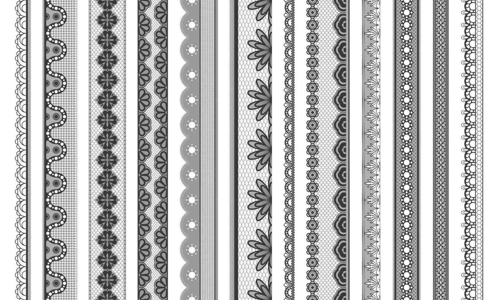 kant linten. meetkundig sier- kant trimmen, bloemen romantisch ornamentiek elementen, wijnoogst romantisch textiel voor groet kaart uitnodiging ontwerp. vector reeks