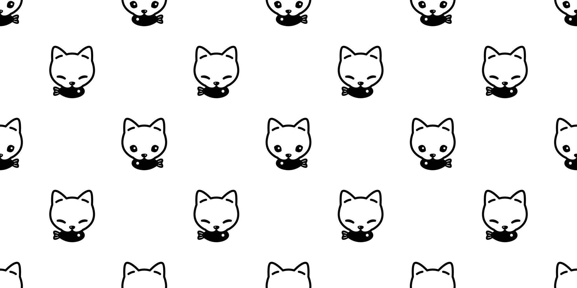 kat naadloos patroon katje aan het eten vis vector calico huisdier dier sjaal geïsoleerd herhaling achtergrond tekenfilm tegel behang tekening illustratie wit ontwerp