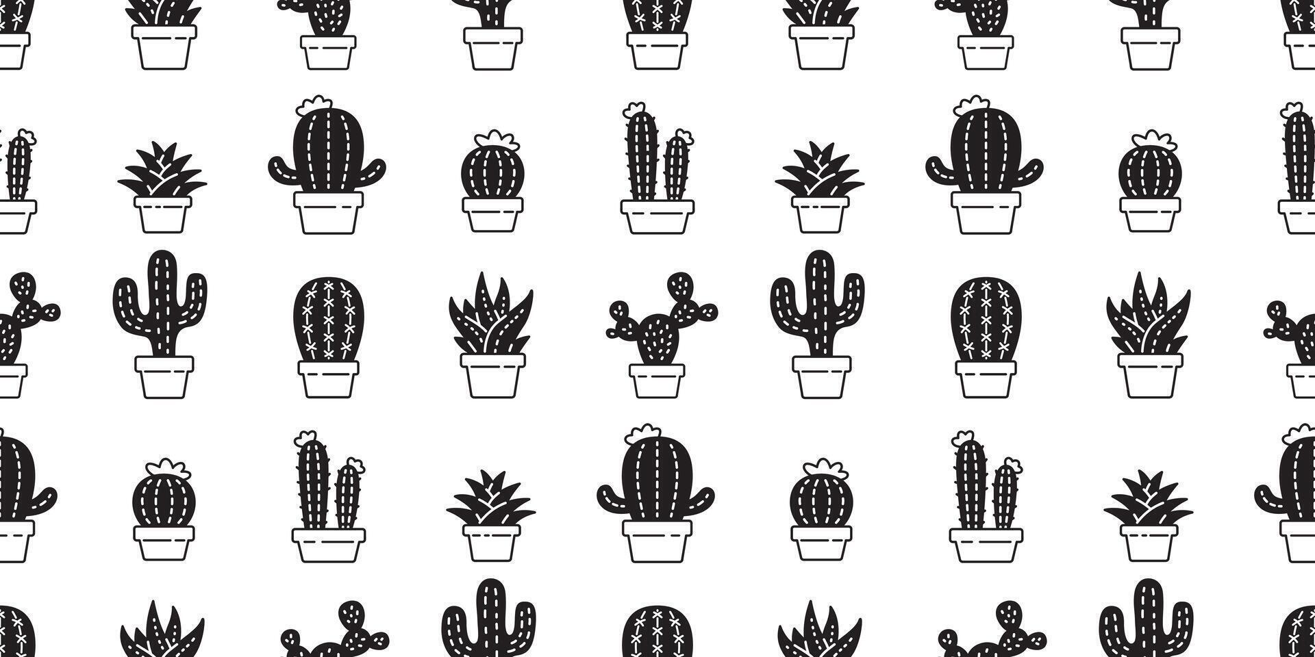 cactus naadloos patroon vector woestijn botanica bloem tuin fabriek tekenfilm tegel achtergrond herhaling behang sjaal geïsoleerd tekening illustratie ontwerp