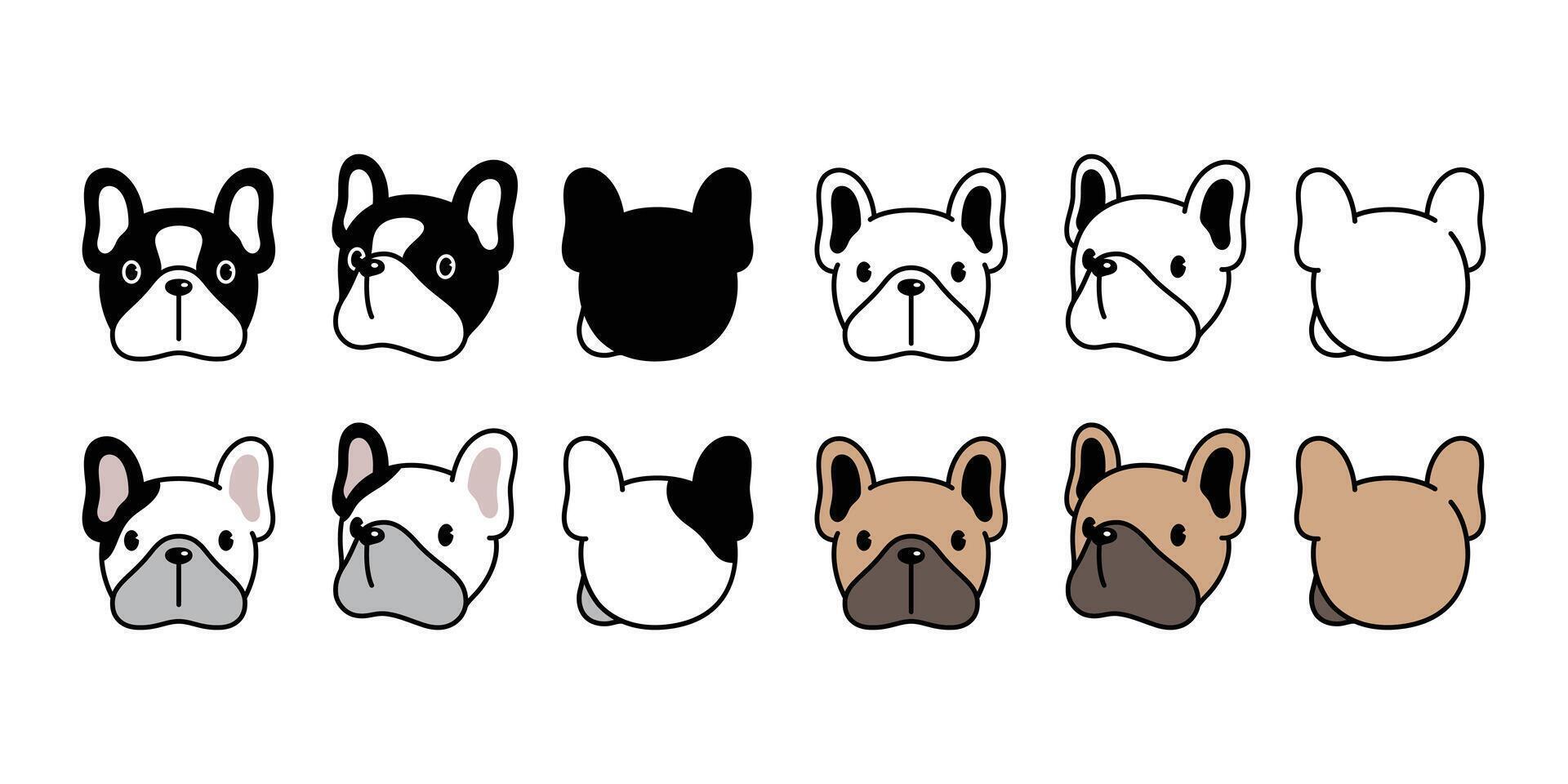 hond vector Frans bulldog icoon gezicht hoofd tekenfilm karakter symbool tekening illustratie ontwerp