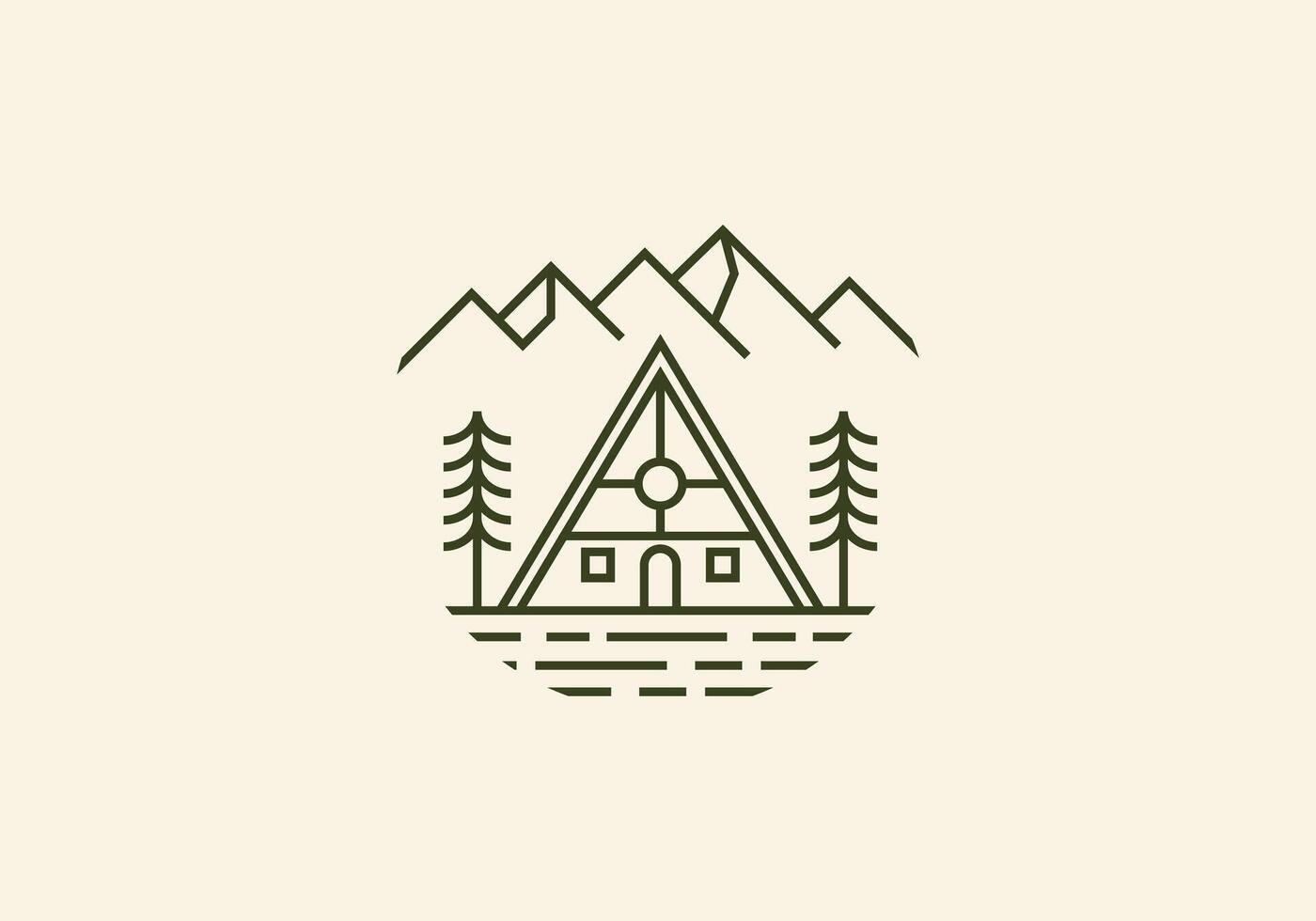 logo villa met berg. natuur, botanisch, modern, minimalistische logo ontwerp. bewerkbare kleur vector