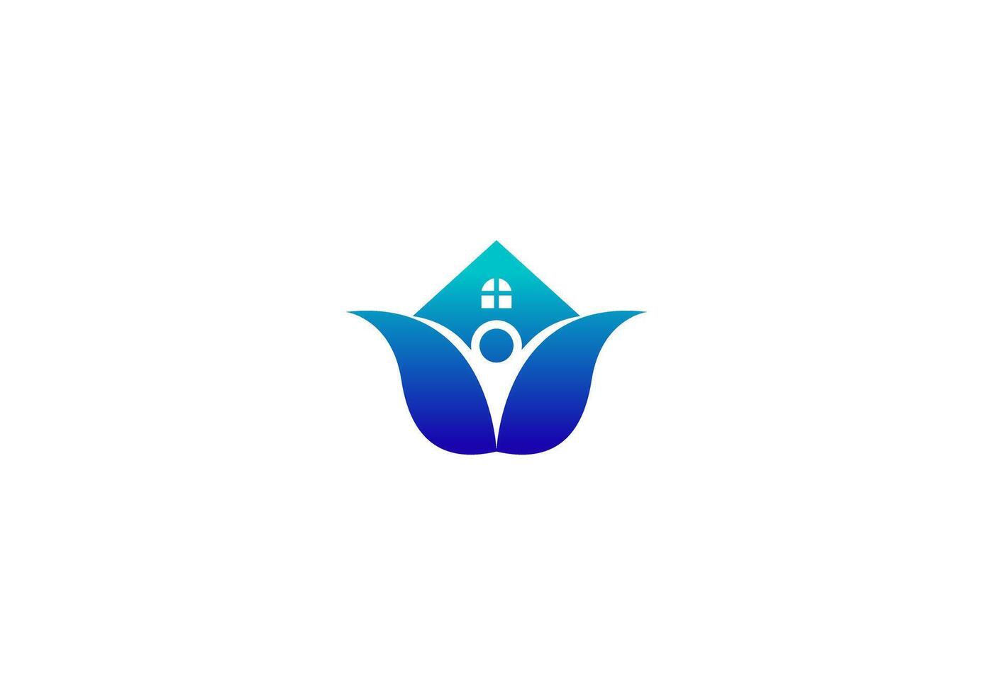 logo huis en lotus bloem met mensen. ziekenhuis, Gezondheid, gezondheidszorg, mensen, logo ontwerp. bewerkbare kleur vector