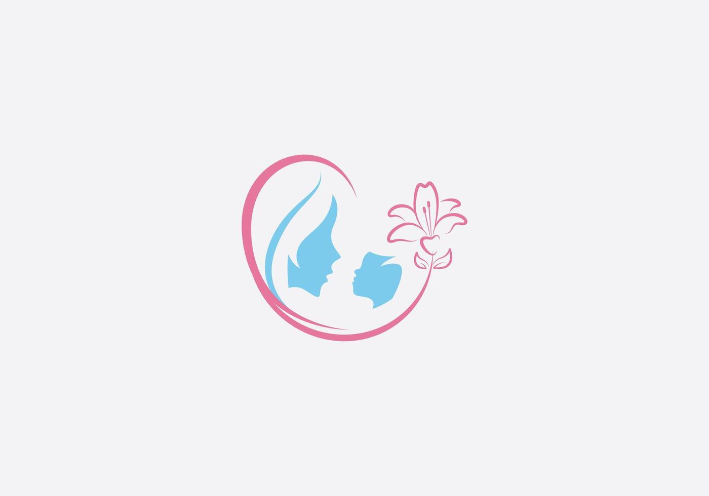 logo mam en baby zorg met lelie bloem. bewerkbare kleur vector