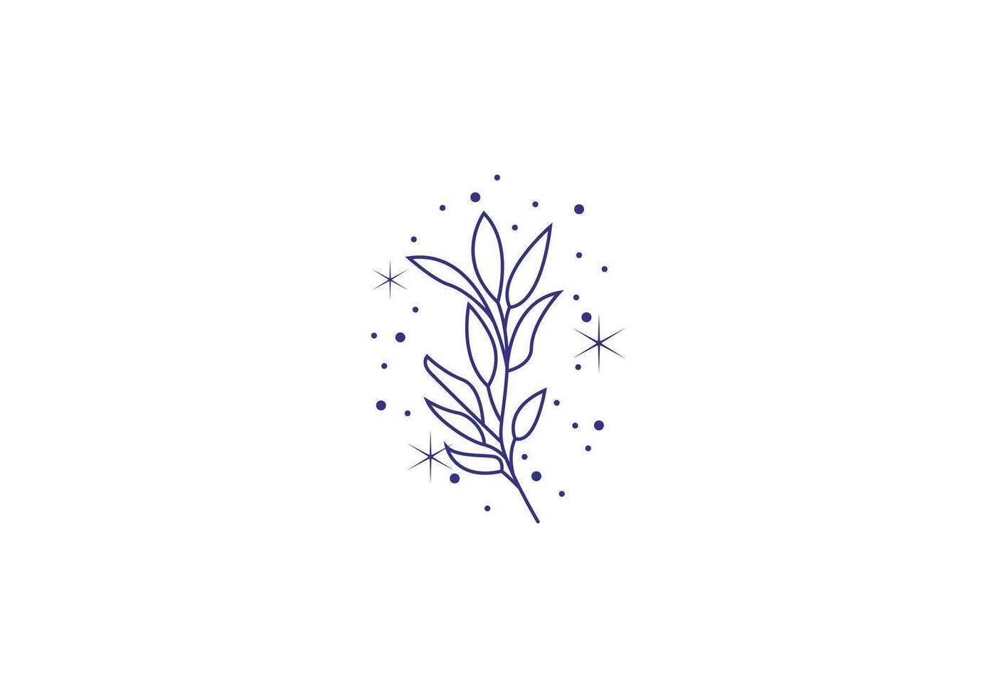 logo bloemen en sterren, logo astrologie en blad, elegant, modern en minimalistisch, bewerkbare kleur vector