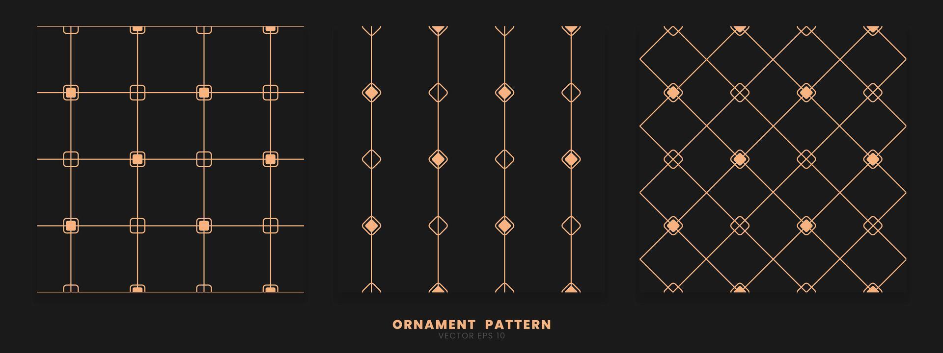 een verzameling van patronen met minimalistische en luxueus lijn ornamenten met een combinatie van goud en zwart. vector