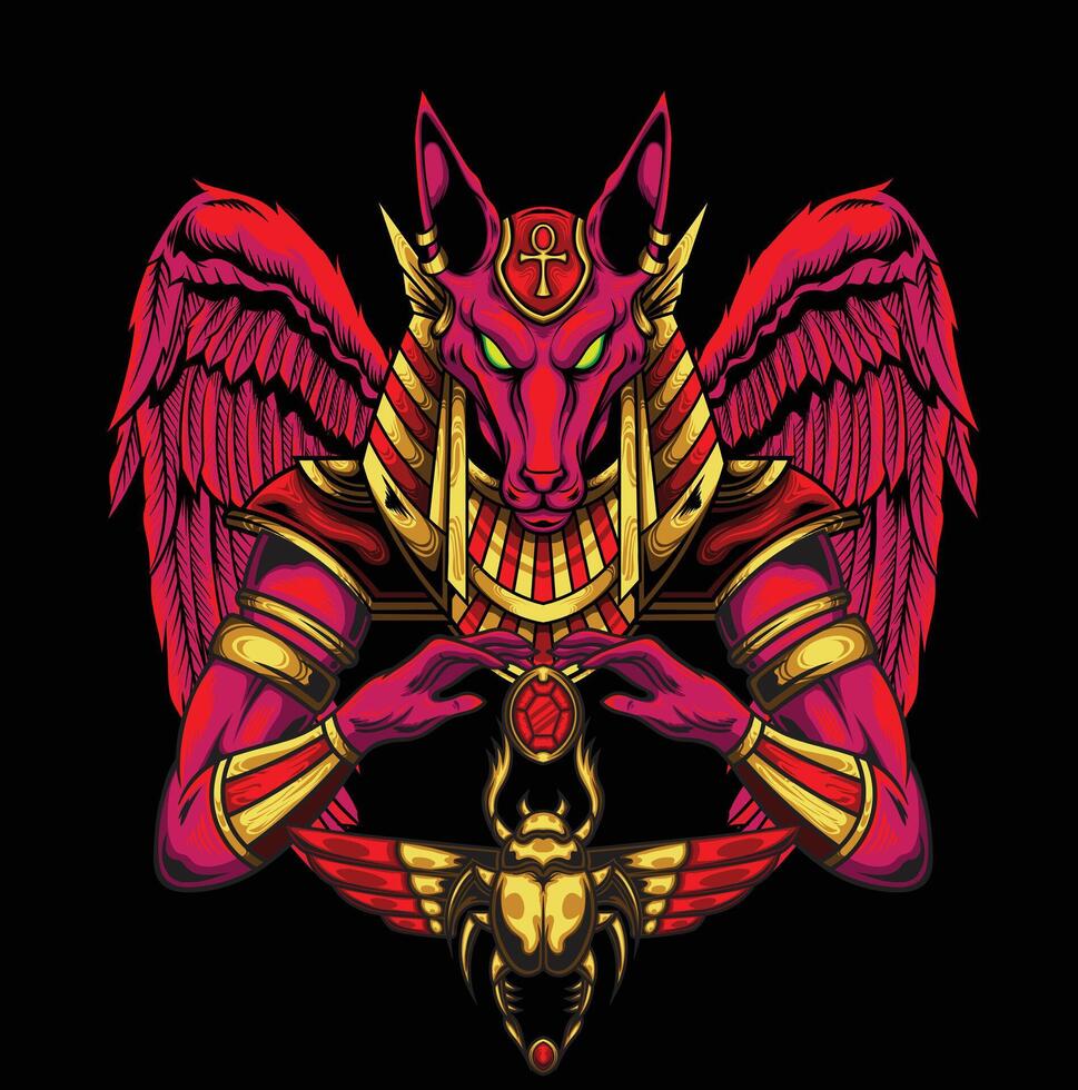 vector illustratie van Anubis god met premie kwaliteit voorraad vector