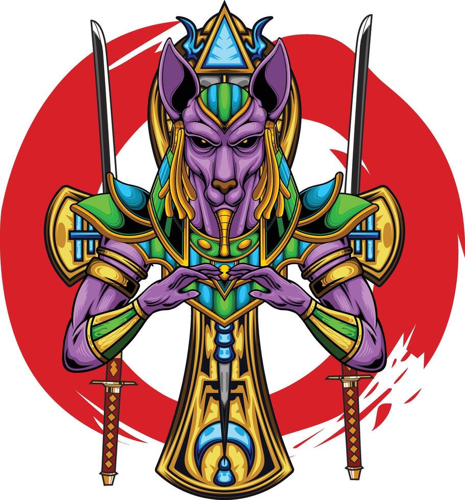 vector illustratie van Anubis god met premie kwaliteit voorraad vector