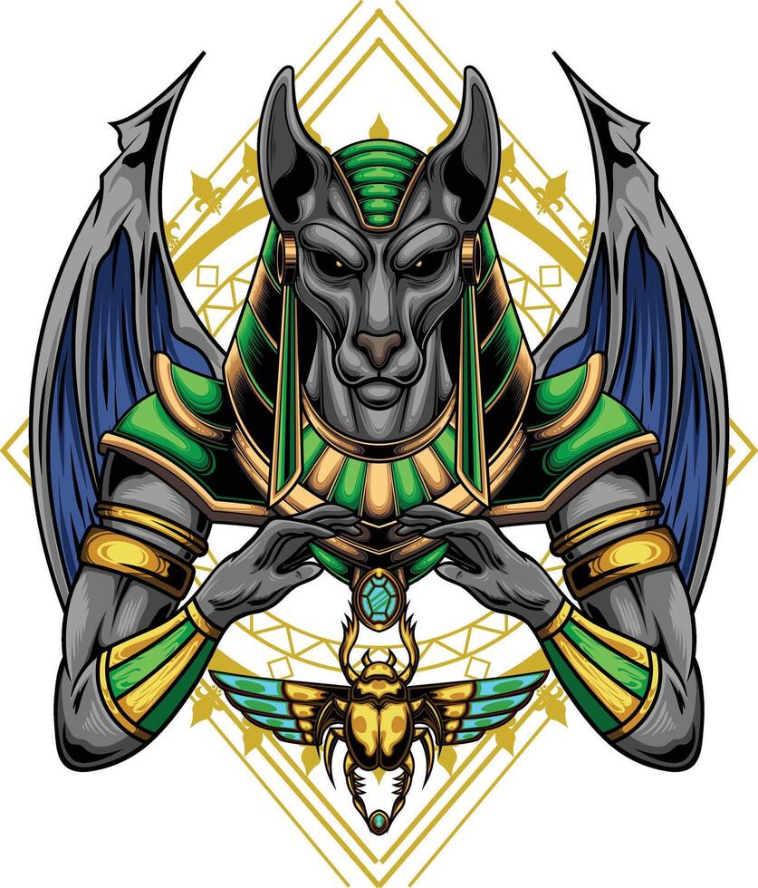 vector illustratie van Anubis god met premie kwaliteit voorraad vector