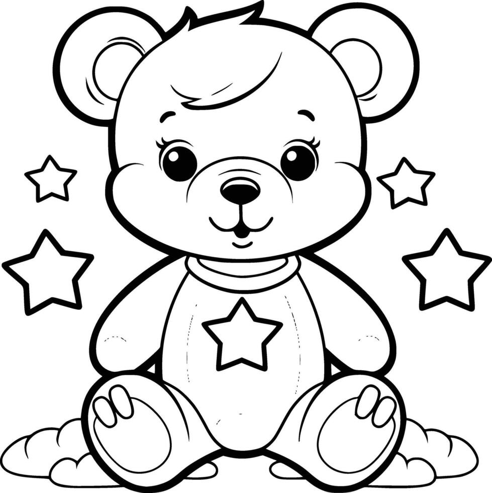 schattig teddy beer kleur Pagina's tekening voor kinderen vector