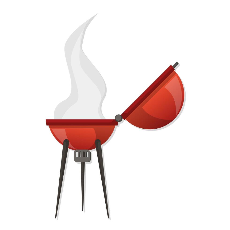 rood houtskool bbq rooster fornuis tekenfilm illustratie vector