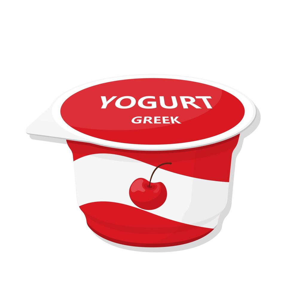 kers Grieks yoghurt tekenfilm illustratie vector