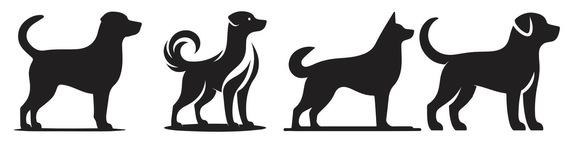 hond silhouet vector set. vector silhouet van hond reeks Aan wit achtergrond.