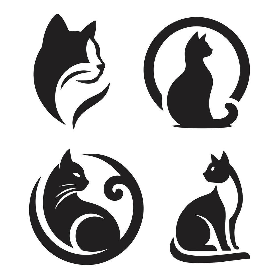 kat vector silhouet set. katten verzameling - vector silhouet. katten, geïsoleerd Aan een wit achtergrond