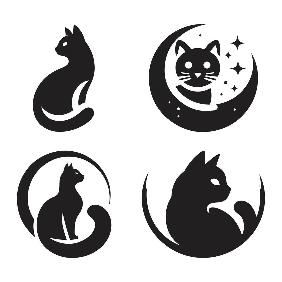 kat vector silhouet set. katten verzameling - vector silhouet. katten, geïsoleerd Aan een wit achtergrond