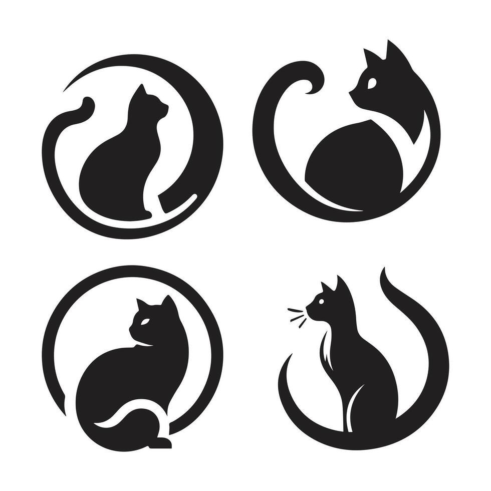 kat vector silhouet set. katten verzameling - vector silhouet. katten, geïsoleerd Aan een wit achtergrond