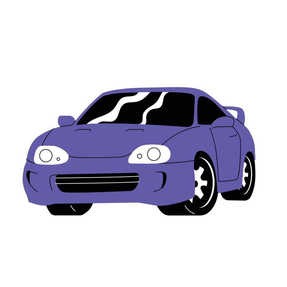 blauw koel auto vlak stijl element vector