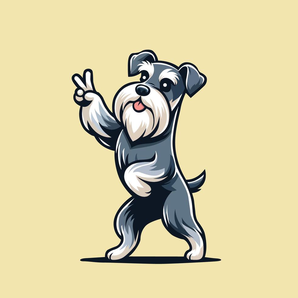 ai gegenereerd miniatuur schnauzer hond vrede gebaar illustratie vector