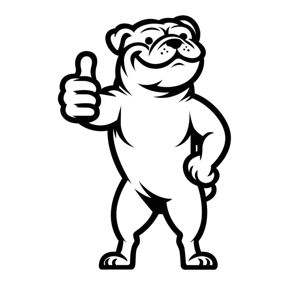 ai gegenereerd bulldog hond gelukkig duimen omhoog illustratie vector