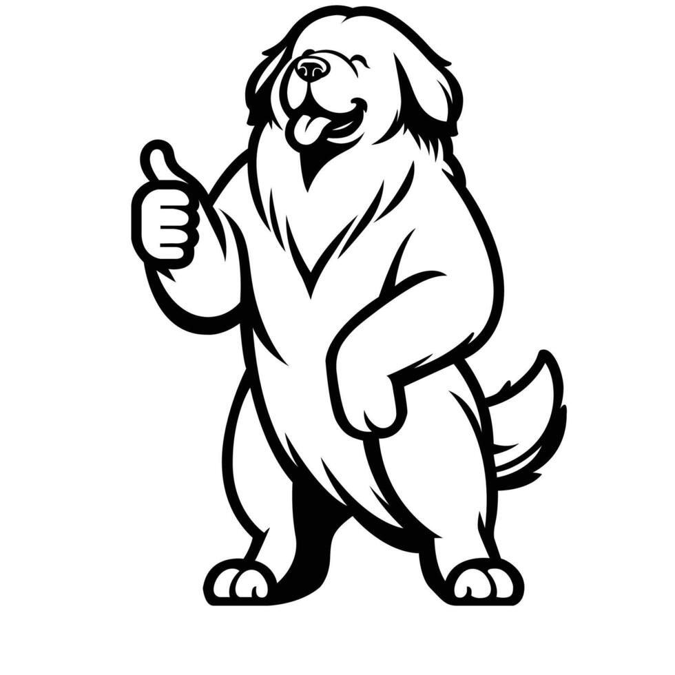 ai gegenereerd Newfoundland hond gelukkig duimen omhoog illustratie vector