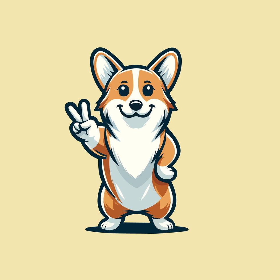 ai gegenereerd welsh corgi hond vrede gebaar illustratie vector