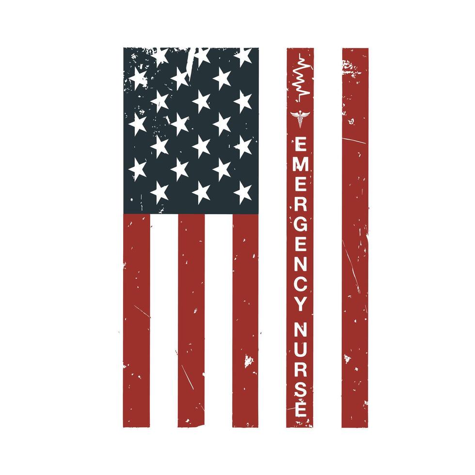 Amerikaans vlag noodgeval verpleegster t-shirt ontwerp vector