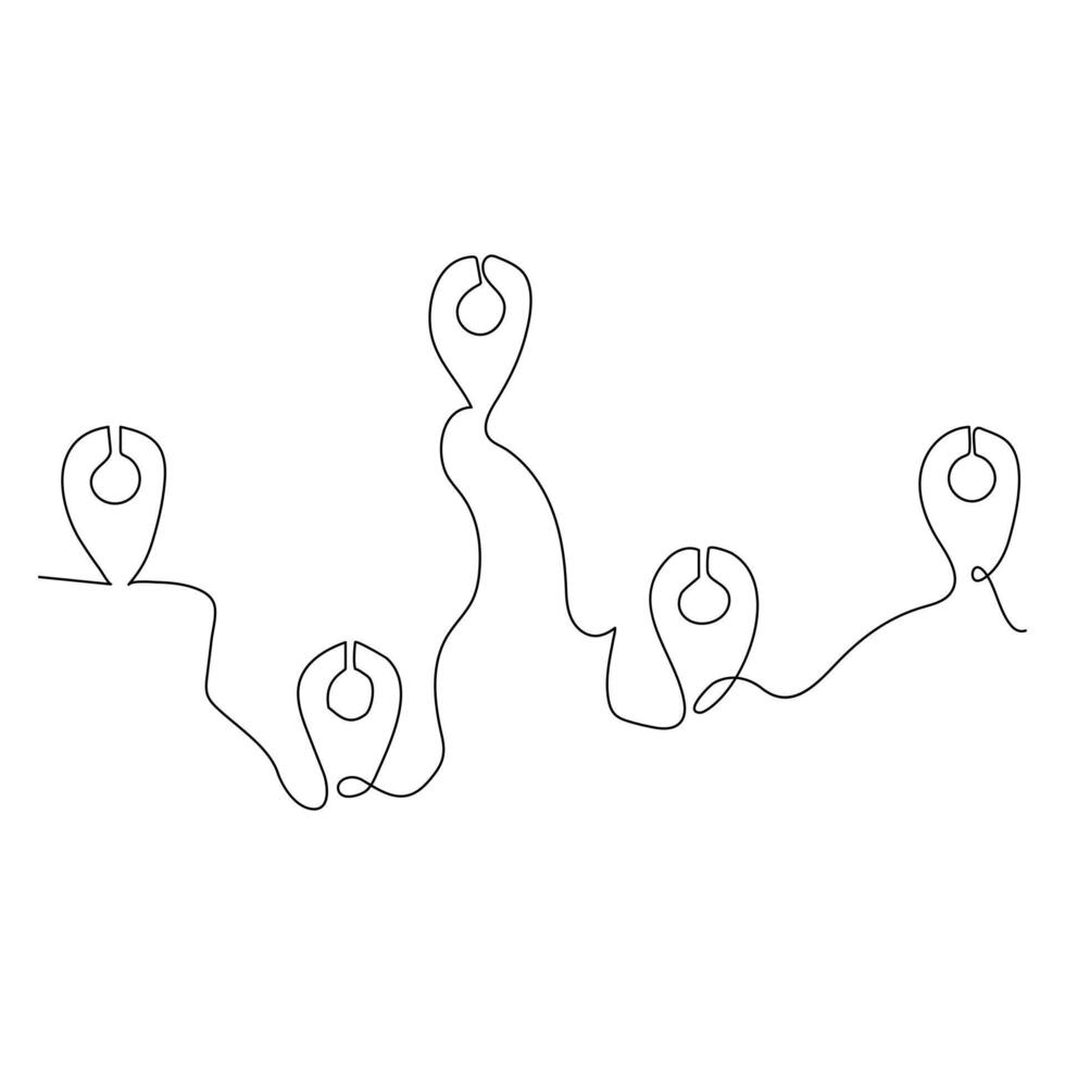 doorlopend single lijn verkeer een lijn kaart plaats pin kunst tekening ontwerp vector illustratie