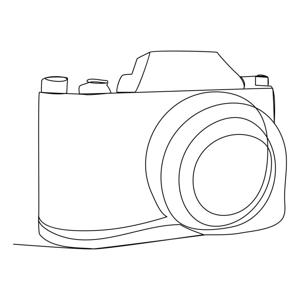 doorlopend single lijn camera een lijn kunst tekening illustratie kunst Aan camera vector