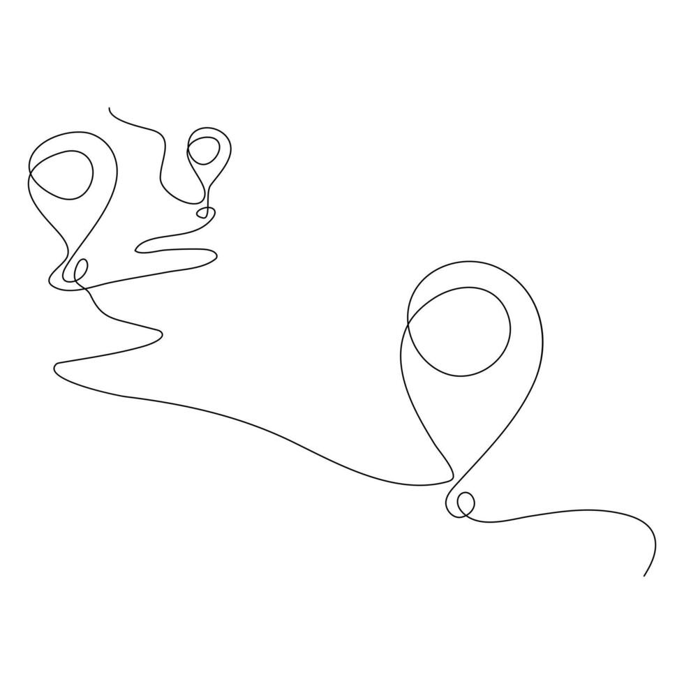 doorlopend single lijn verkeer een lijn kaart plaats pin kunst tekening ontwerp vector grafisch illustratie