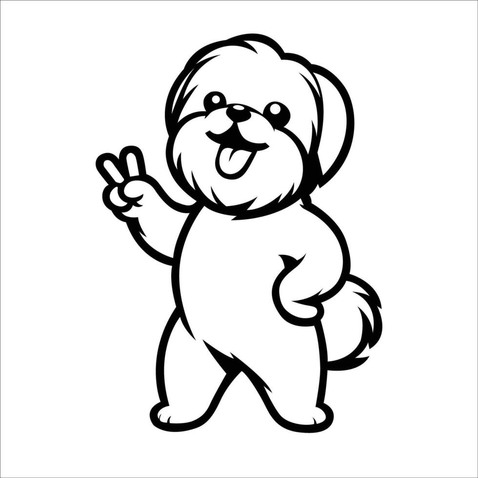 ai gegenereerd zelfverzekerd shih tzu vrede gebaar illustratie vector